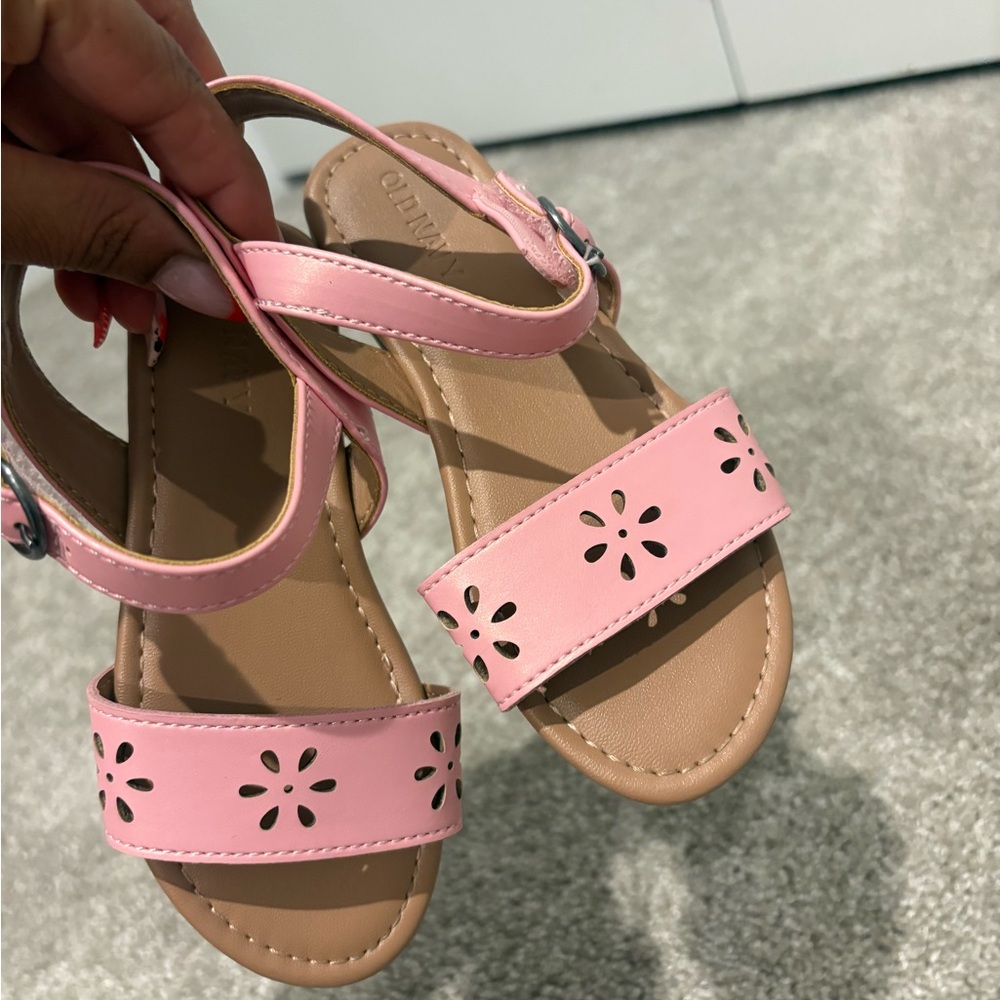 Old Navy Pink Floral Cutout Strap Sandals for Kids